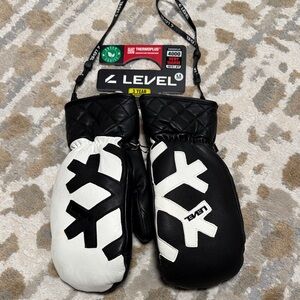 Leather ski  Quilted Mittens